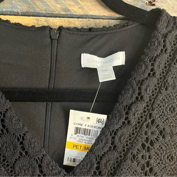 Charter Club Black Crochet Dress Size Medium‎ Petite - Picture 10 of 12